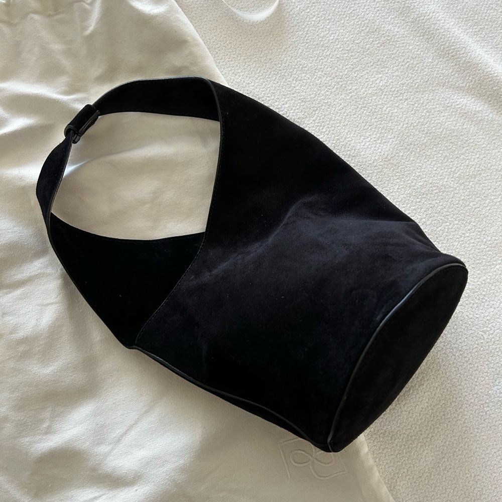 Reformation Small Silvana Bucket Bag, Black Suede - Picture 4 of 10